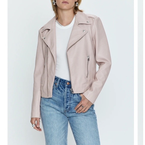 Women's Pink Vegan Leather Jacket - Picture 1 of 6